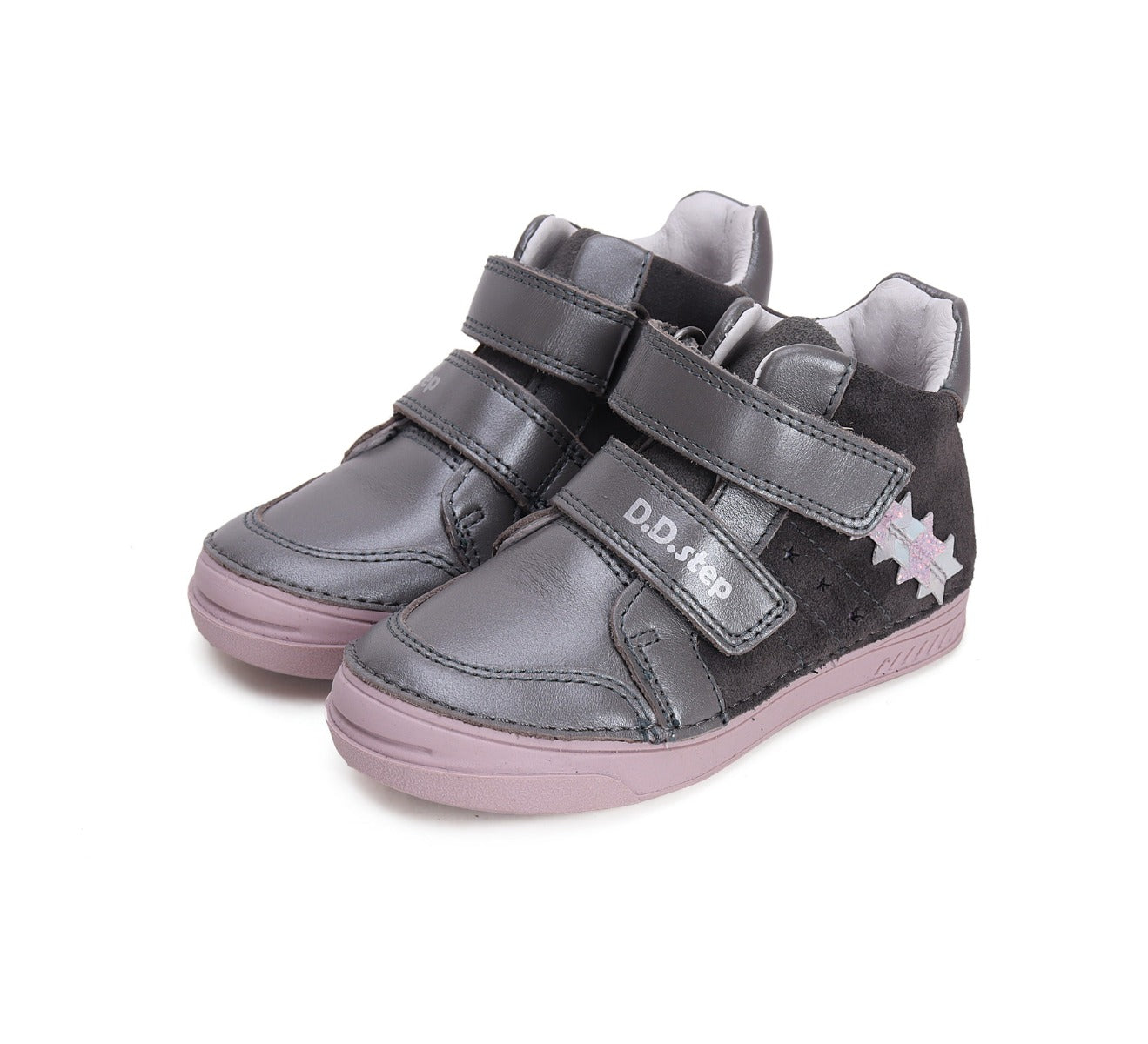D.D.Step pantofi fete cu scai 25-30, Dark Grey cu stelute Imagine principală a produsului