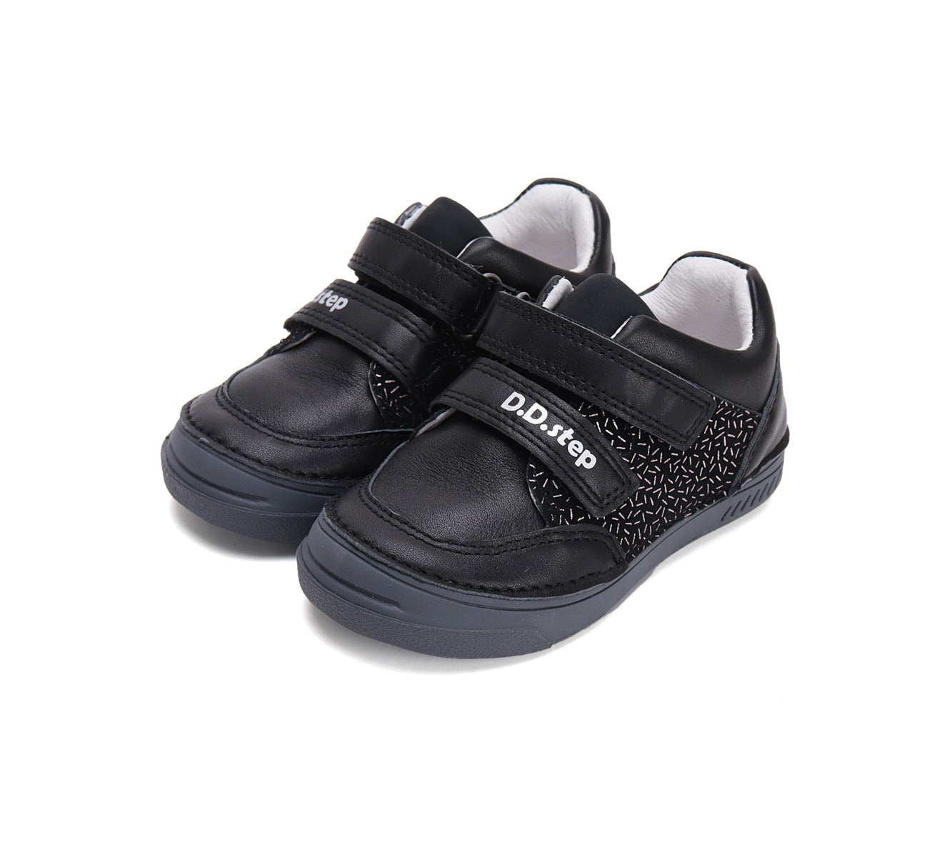 D.D.Step pantofi fete cu scai 25-30 Black cu betisoare albe Imagine principală a produsului