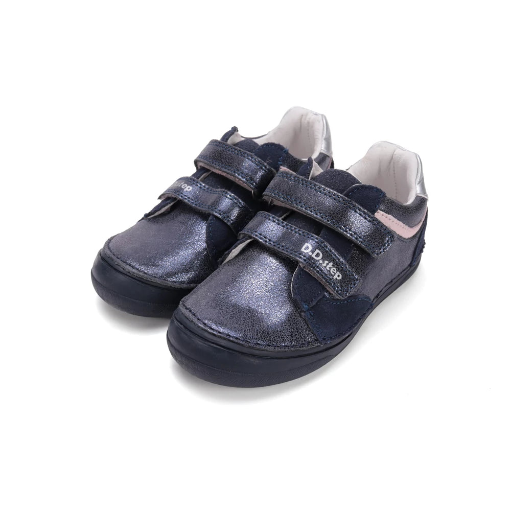 D.D.Step pantofi fete cu scai 32-37 Royal Blue cu dunga roz Imagine principală a produsului