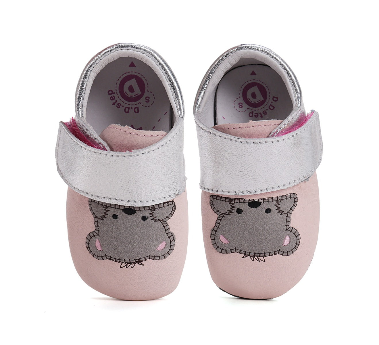 D.D.Step pantofi fete cu talpa moale 18-23 Daisy Pink cu ursulet