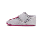 D.D.Step pantofi fete cu talpa moale 18-23 Silver cu calut de mare roz