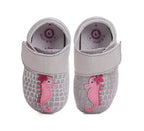 D.D.Step pantofi fete cu talpa moale 18-23 Silver cu calut de mare roz