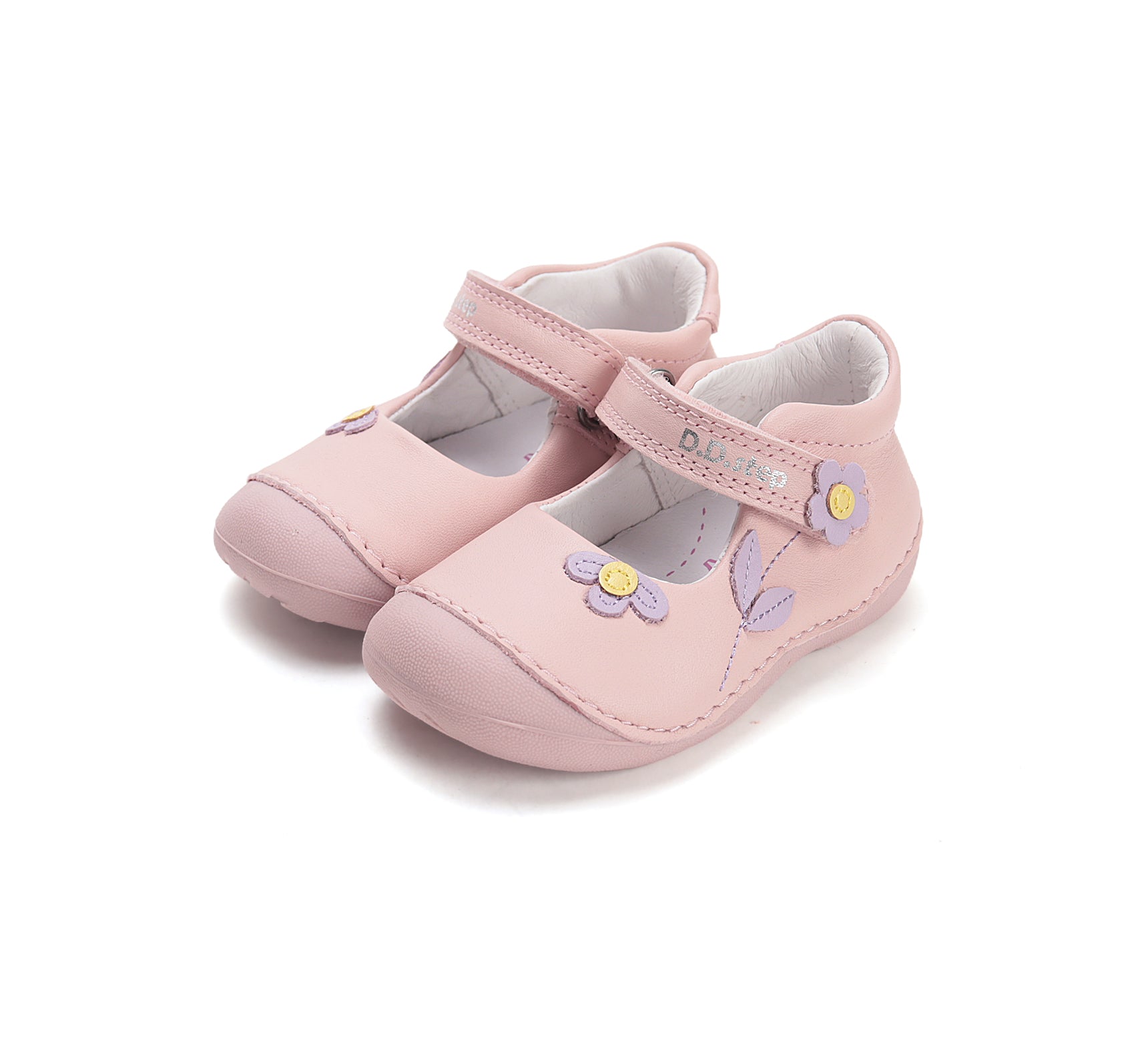 D.D.Step pantofi fete decupati 18-22 Baby Pink cu flori Imagine principală a produsului