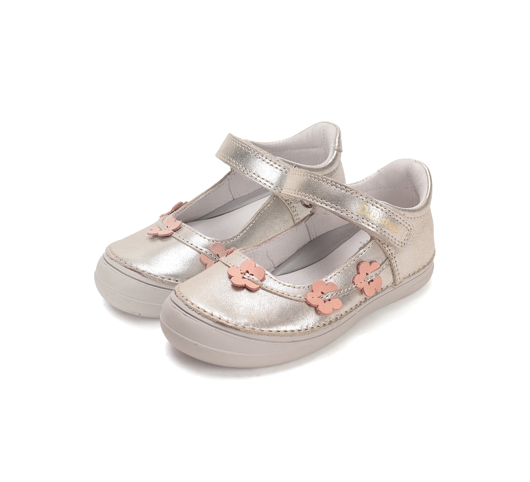 D.D.Step pantofi fete decupati 26-31 Gold cu flori
