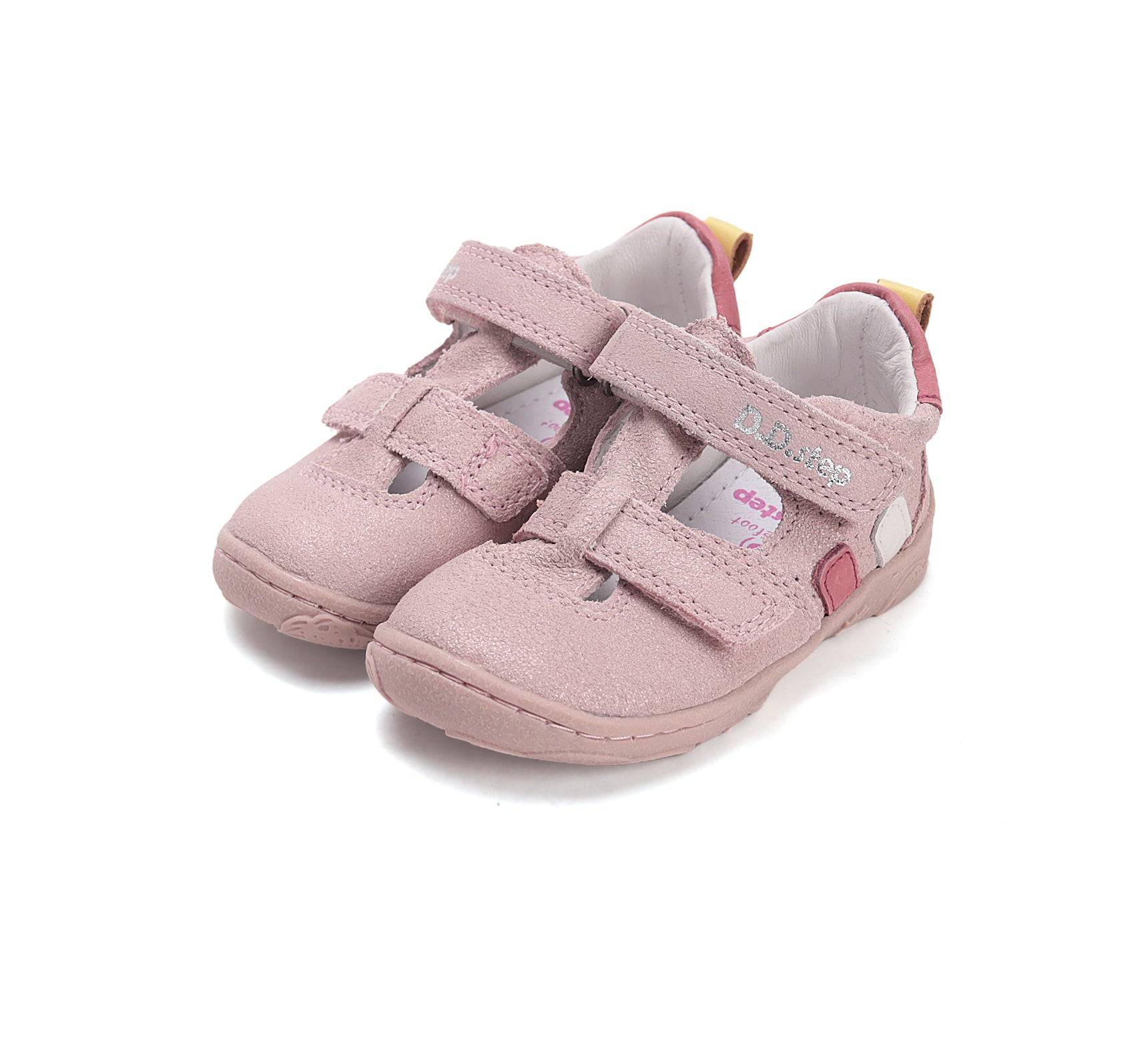 D.D.Step pantofi fete decupati Barefoot 20-25 Baby Pink cu dungi colorate Imagine principală a produsului