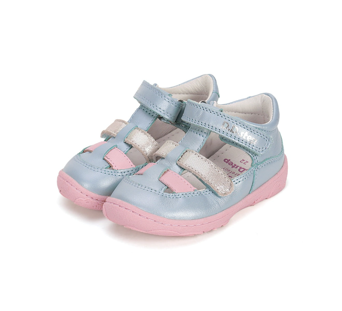 D.D.Step pantofi fete decupati Barefoot 20-25 Sky Blue cu roz Imagine principală a produsului