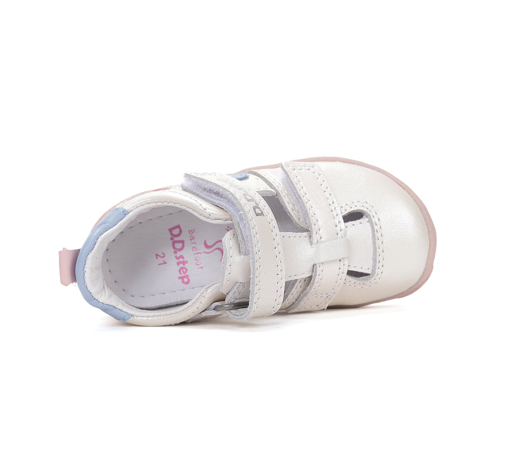 D.D.Step pantofi fete decupati Barefoot 20-25 White cu dungi colorate