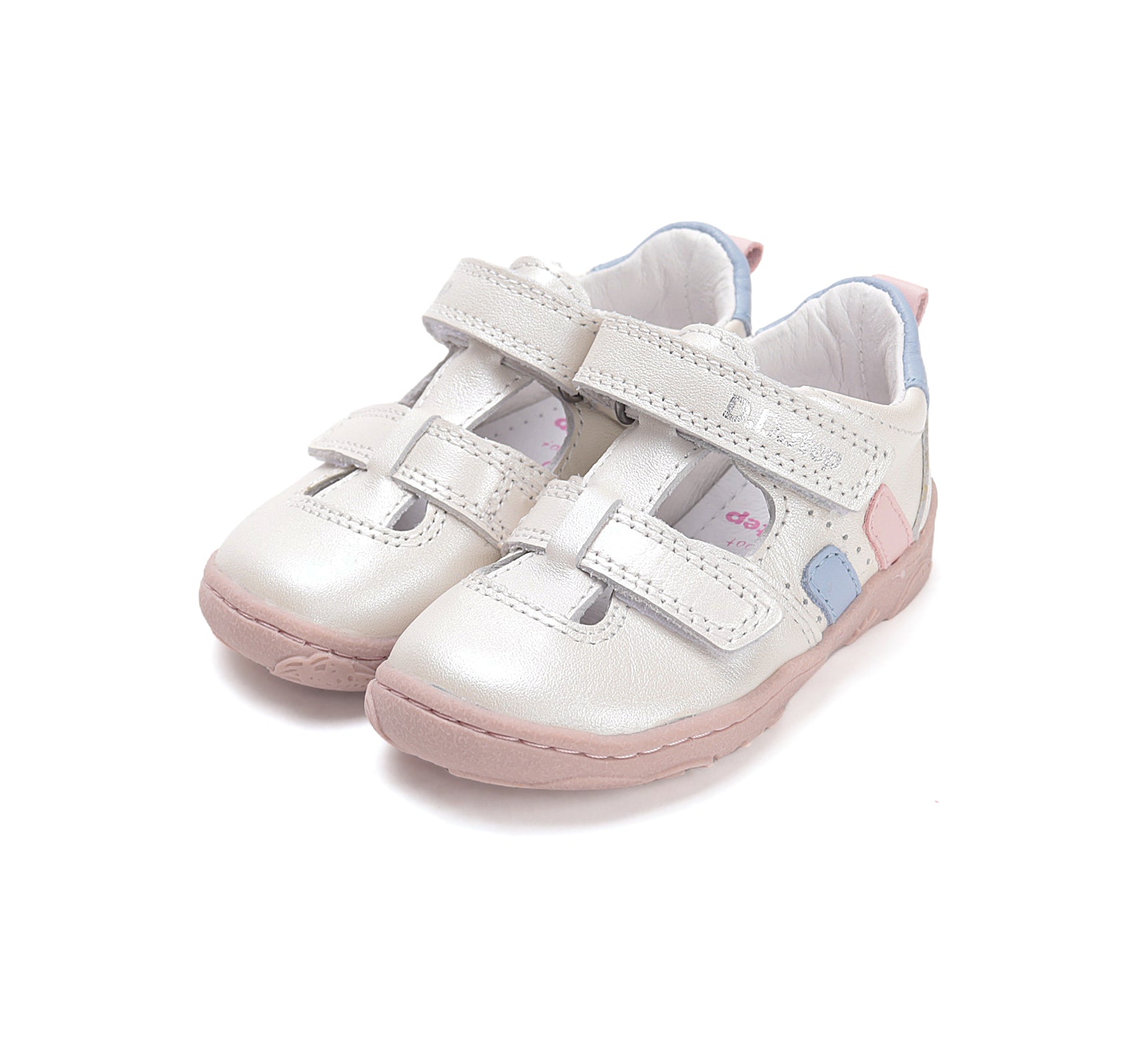D.D.Step pantofi fete decupati Barefoot 20-25 White cu dungi colorate