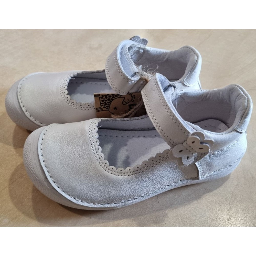 D.D.Step pantofi fete decupati Barefoot 25-30 White cu fluturas