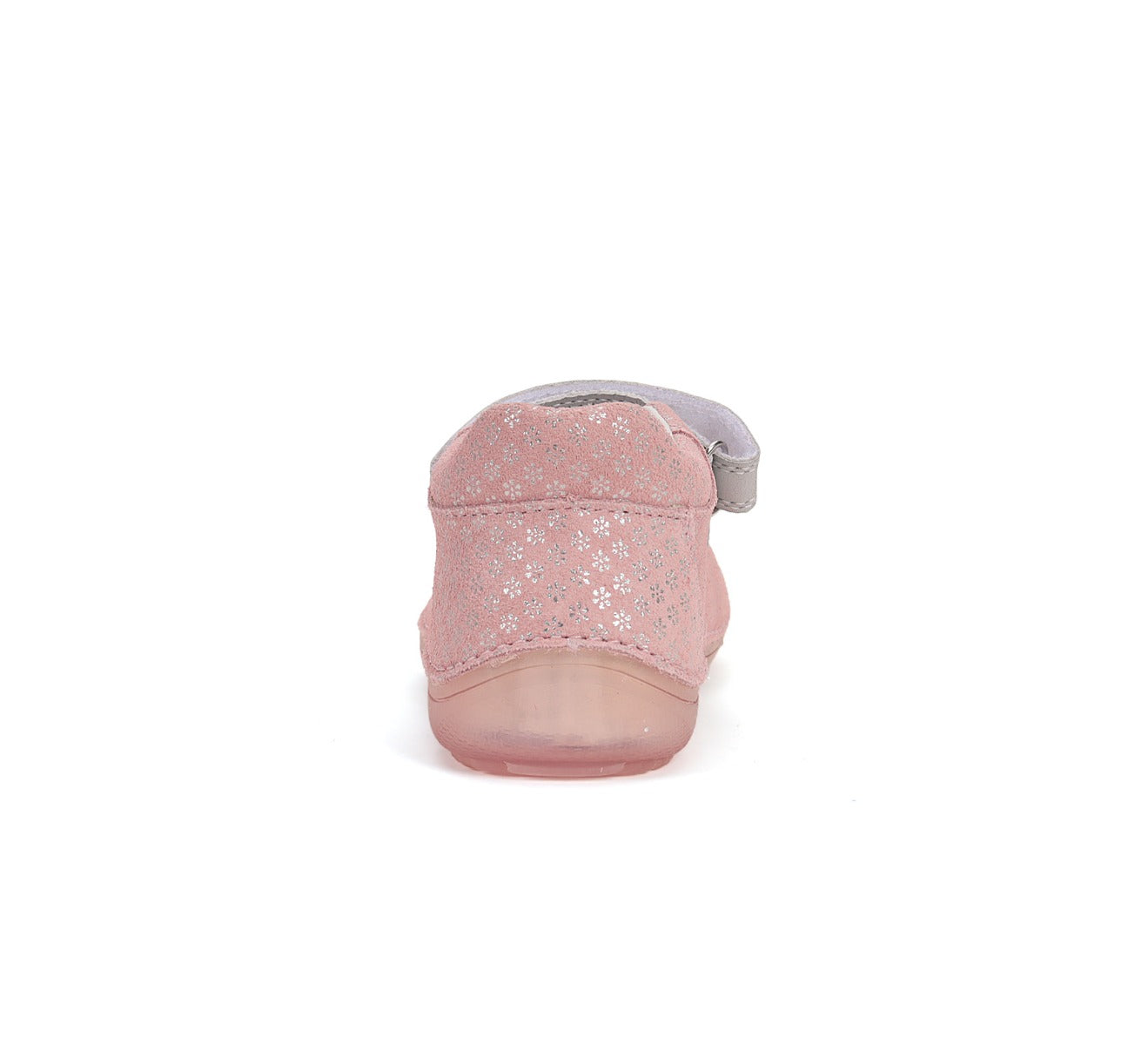 D.D.Step pantofi fete decupati Barefoot 26-31 Metallic pInk cu floricele
