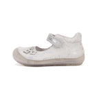 D.D.Step pantofi fete decupati Barefoot 26-31 Silver cu floricele
