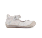 D.D.Step pantofi fete decupati Barefoot 26-31 Silver cu floricele
