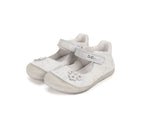 D.D.Step pantofi fete decupati Barefoot 26-31 Silver cu floricele