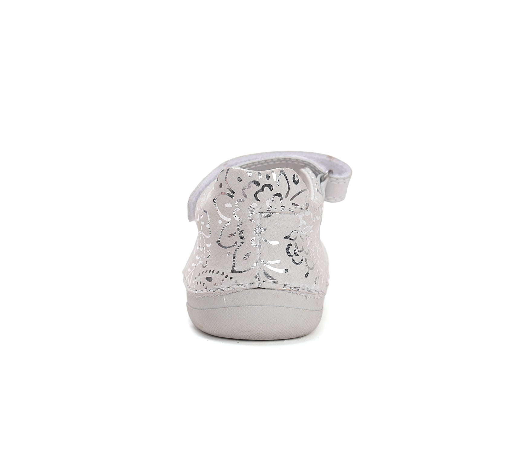 D.D.Step pantofi fete decupati Barefoot 22-33 Dove Grey cu flori printate