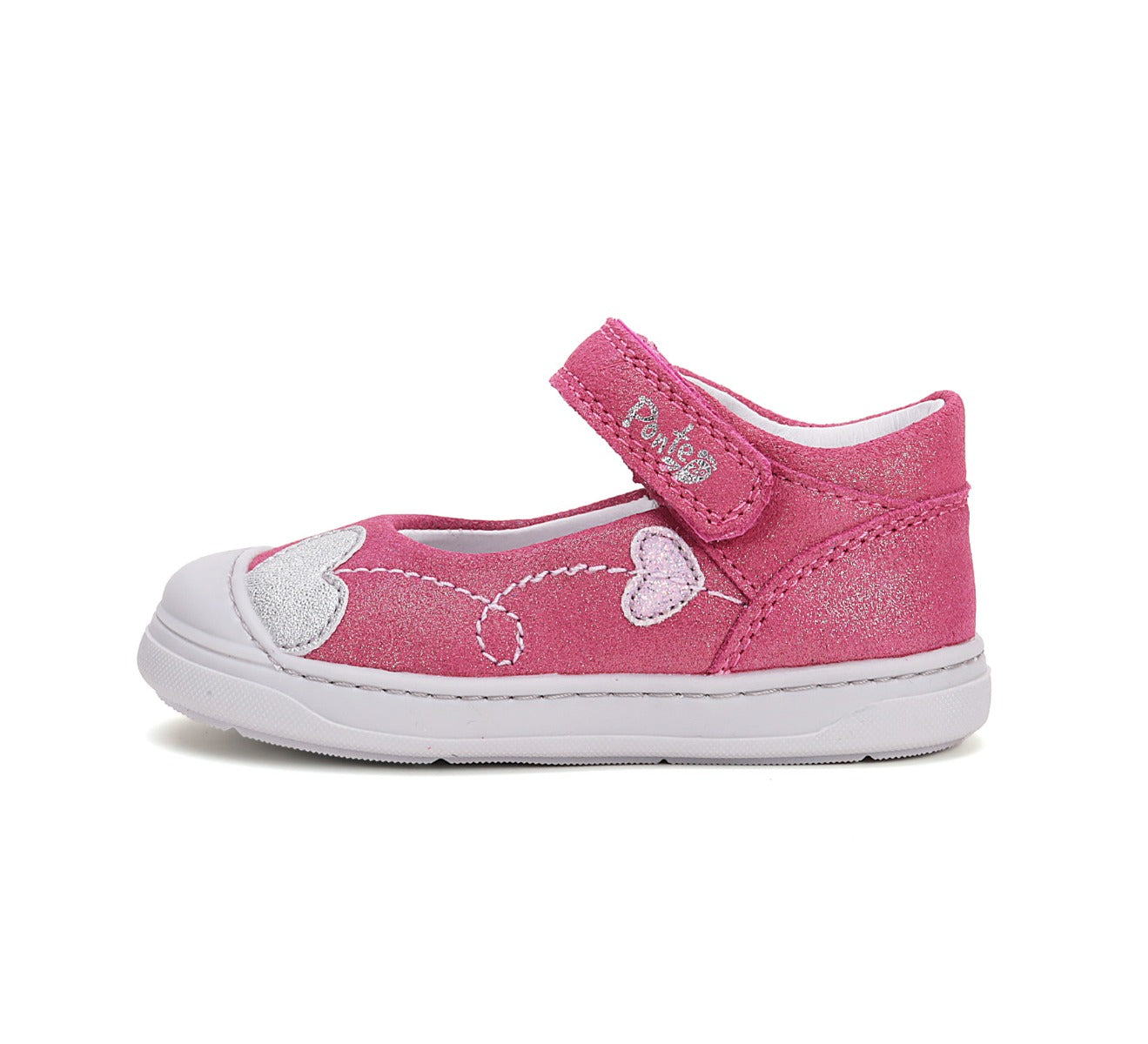 D.D.Step pantofi fete decupati Ponte20 supinati 22-27 Dark Pink cu inimioare