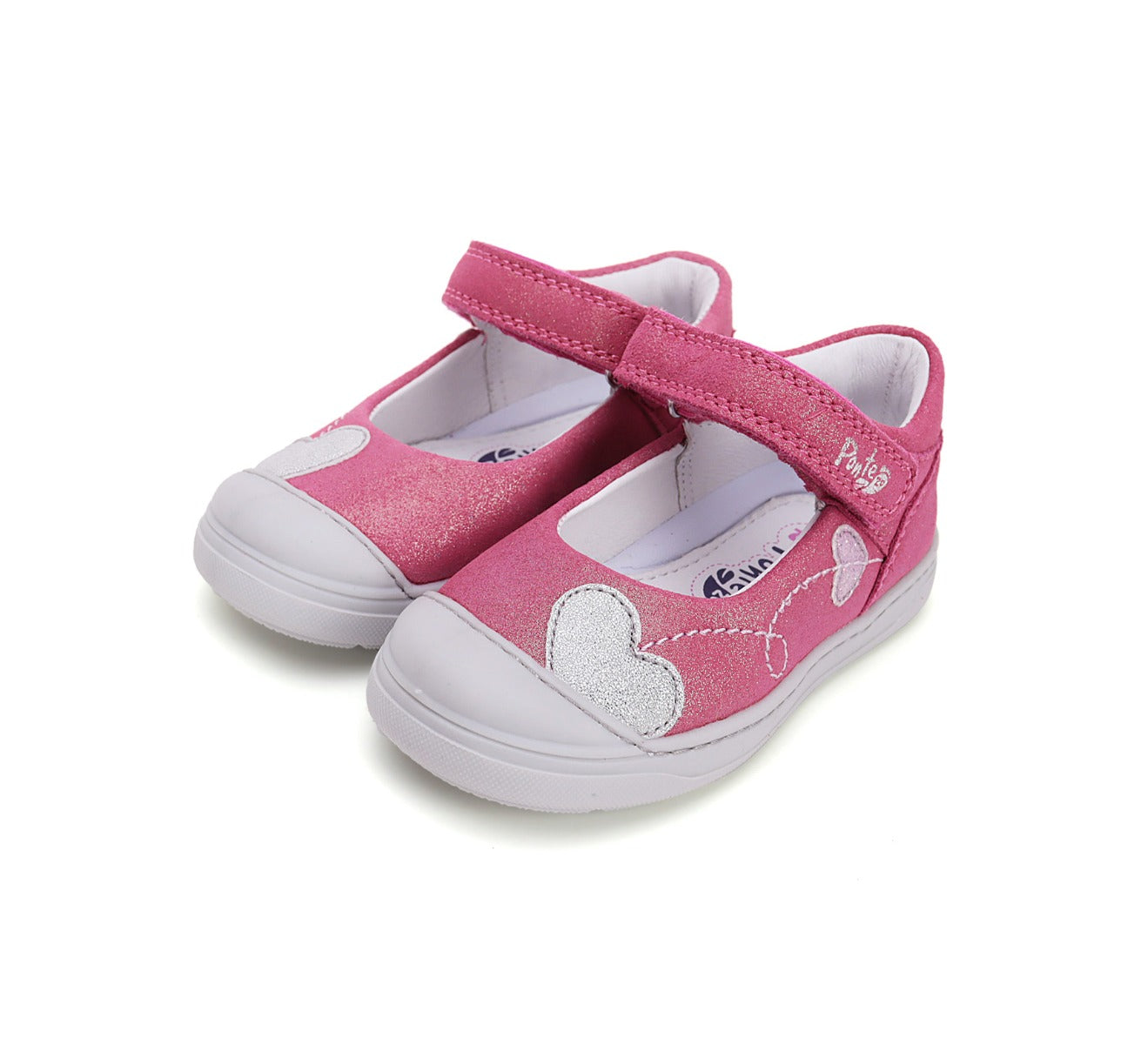 D.D.Step pantofi fete decupati Ponte20 supinati 22-27 Dark Pink cu inimioare