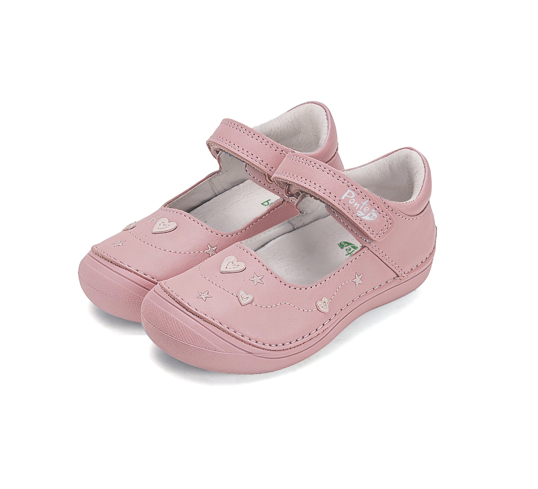 D.D.Step pantofi fete decupati Ponte20 supinati 24-29 Baby Pink cu inimioare Imagine principală a produsului