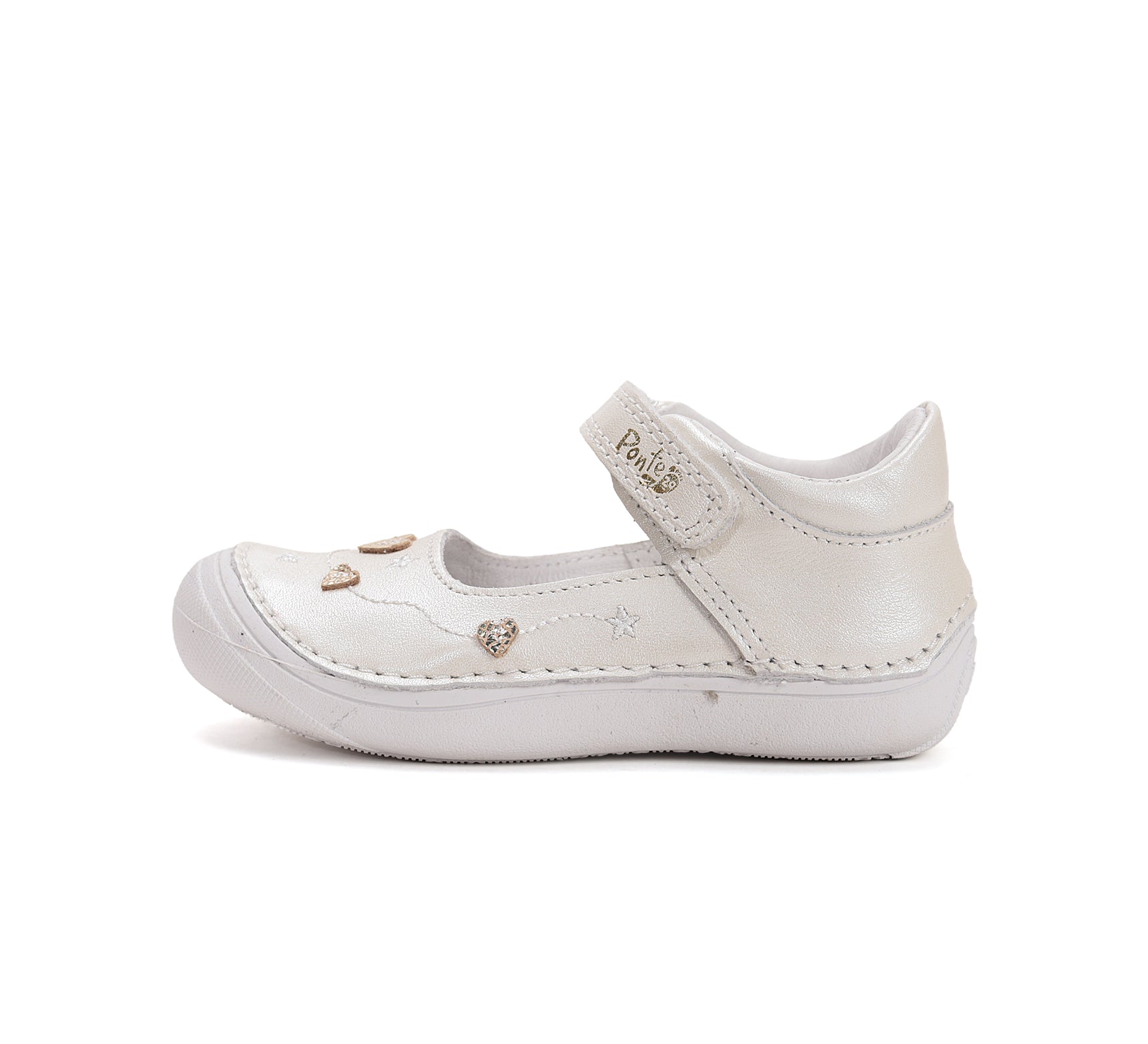 D.D.Step pantofi fete decupati Ponte20 supinati 24-29 Pearl cu inimioare
