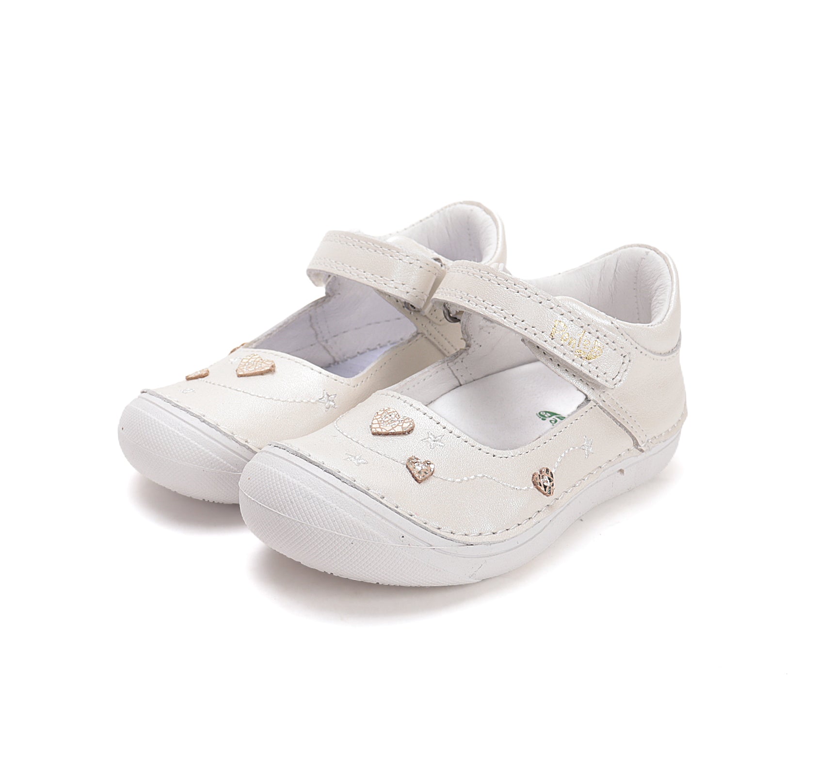 D.D.Step pantofi fete decupati Ponte20 supinati 24-29 Pearl cu inimioare Imagine principală a produsului