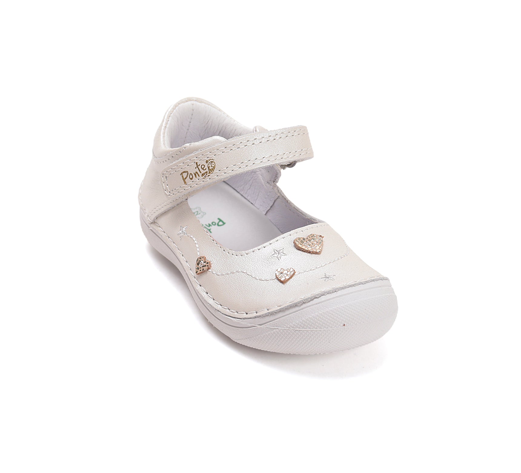 D.D.Step pantofi fete decupati Ponte20 supinati 24-29 Pearl cu inimioare