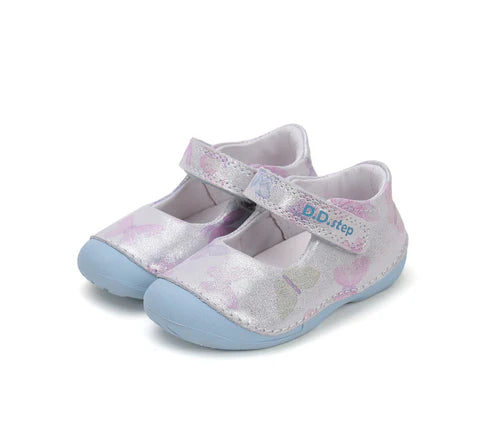 D.D.Step pantofi fete deschisi 18-24 Silver cu fluturasi Imagine principală a produsului