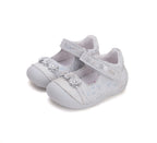D.D.Step pantofi fete deschisi 19-24 Silver cu floricele