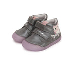 D.D.Step pantofi fete fluorescenti Primii Pasi 20-25 Dark Grey cu bufnita