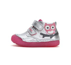 D.D.Step pantofi fete fluorescenti Primii Pasi 20-25 Sliver cu bufnita
