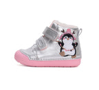 D.D.Step pantofi fete imblanite Primii Pasi 20-25 Silver cu pinguin