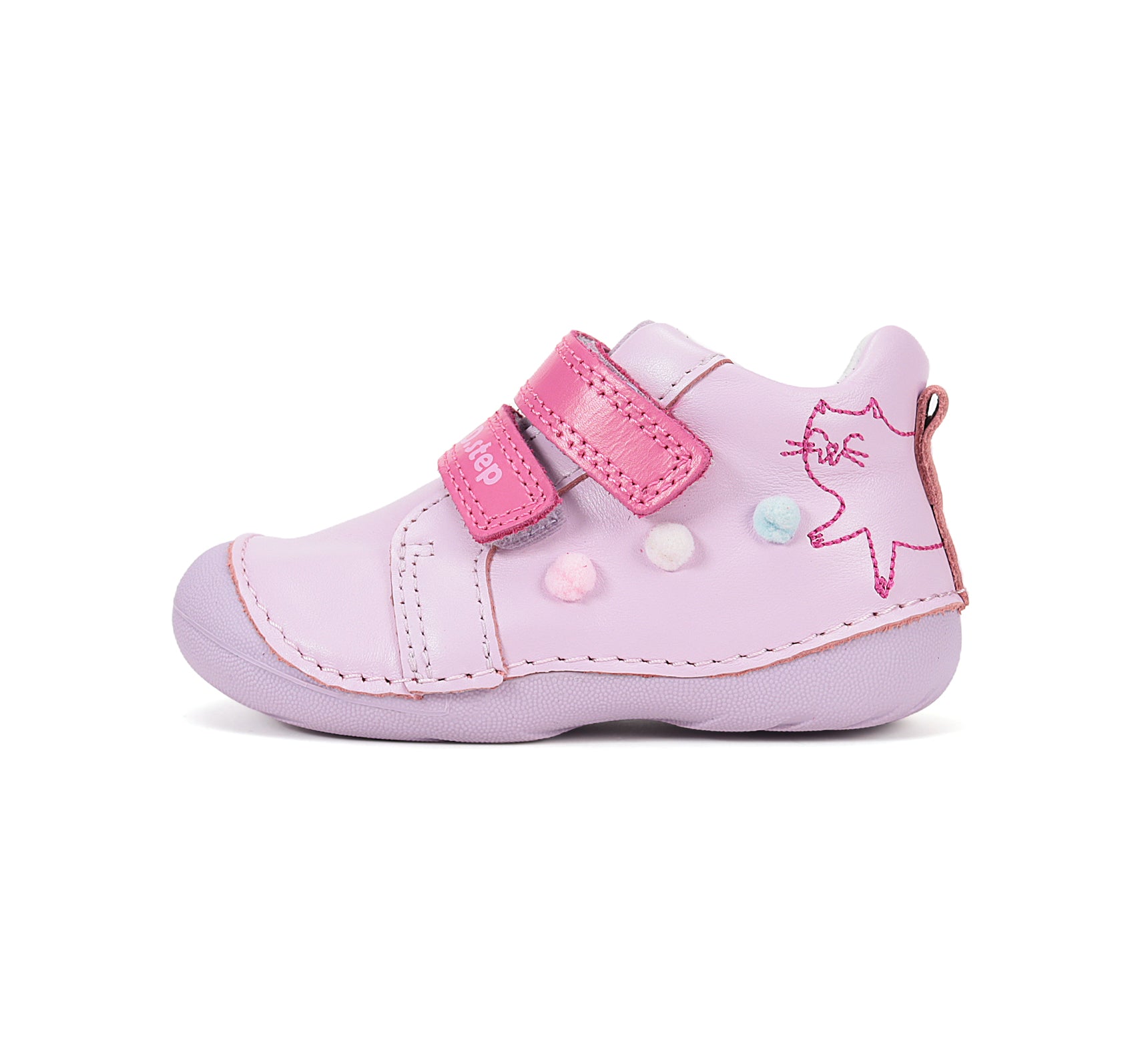 D.D.Step pantofi fete Primii pasi 18-24 Daisy Pink cu pisica
