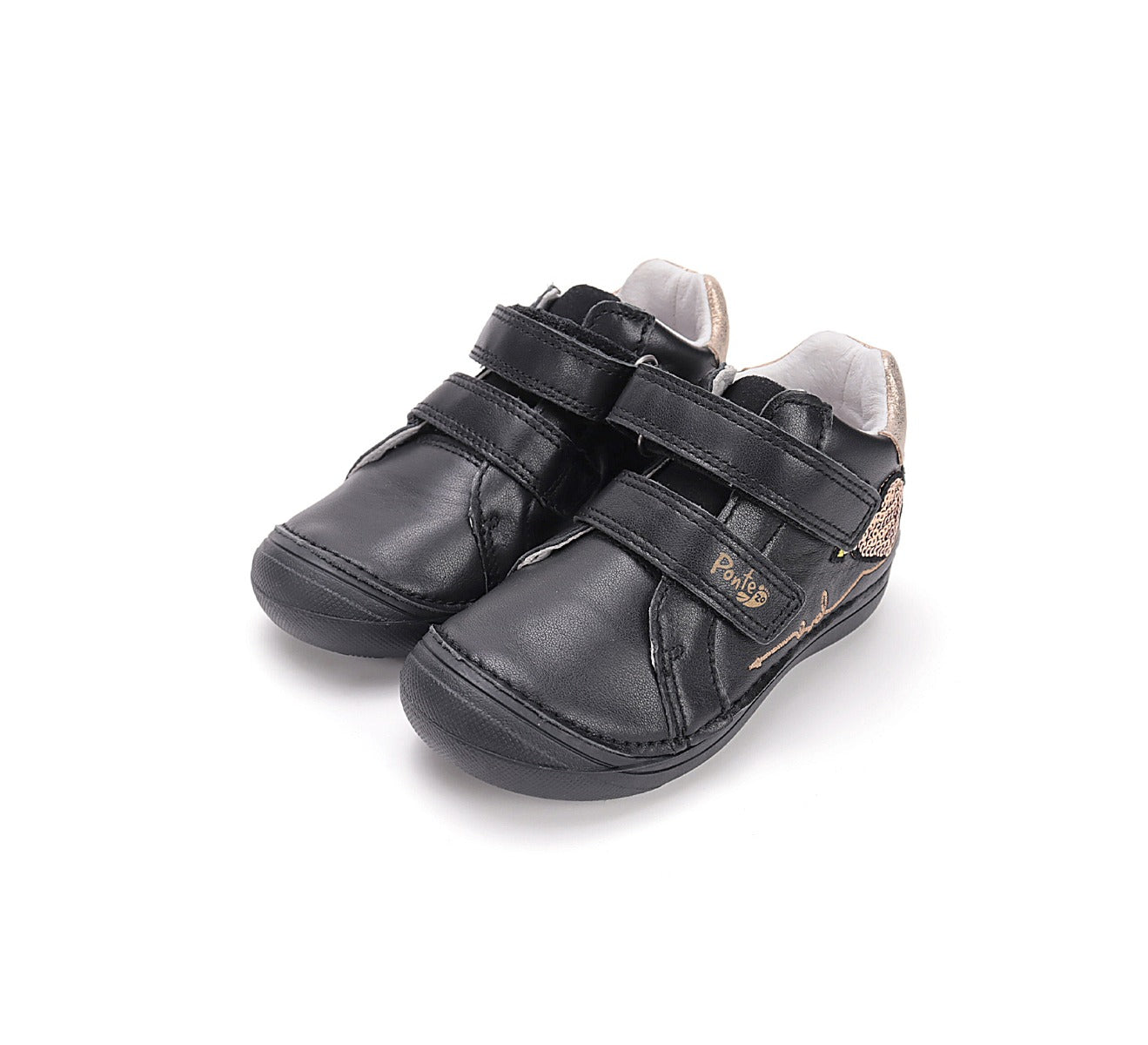 D.D.Step pantofi fete Ponte20 supinati 24-29  Black cu inimioara