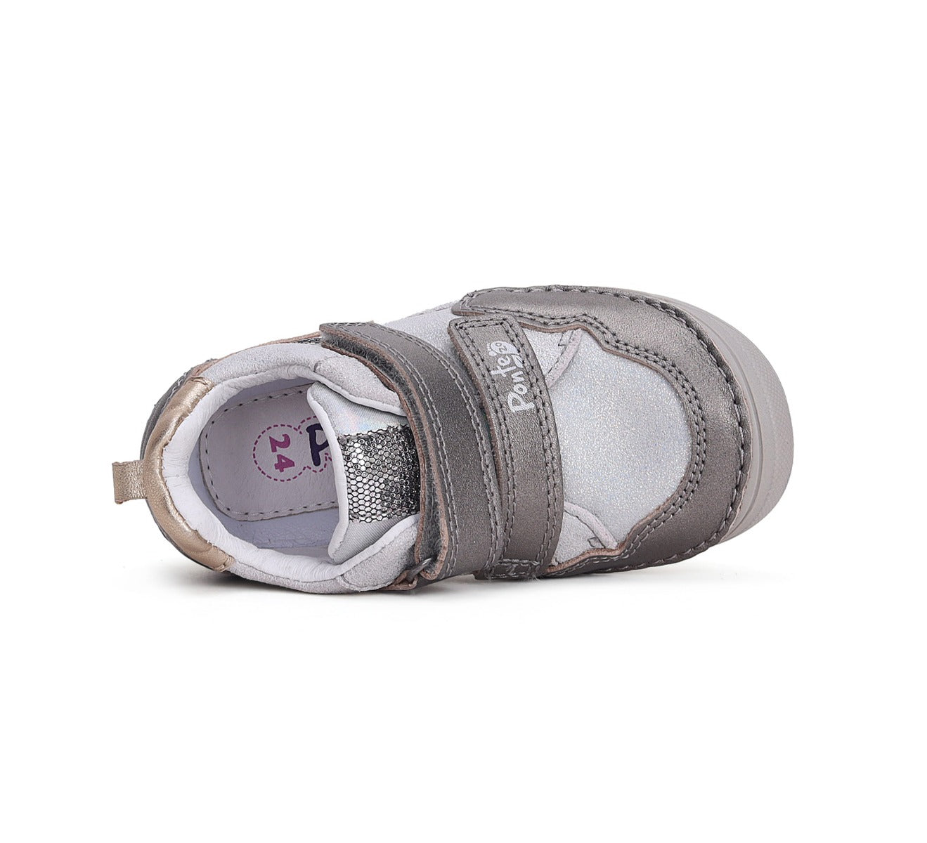D.D.Step pantofi fete Ponte20 supinati 24-29 Silver cu dungi