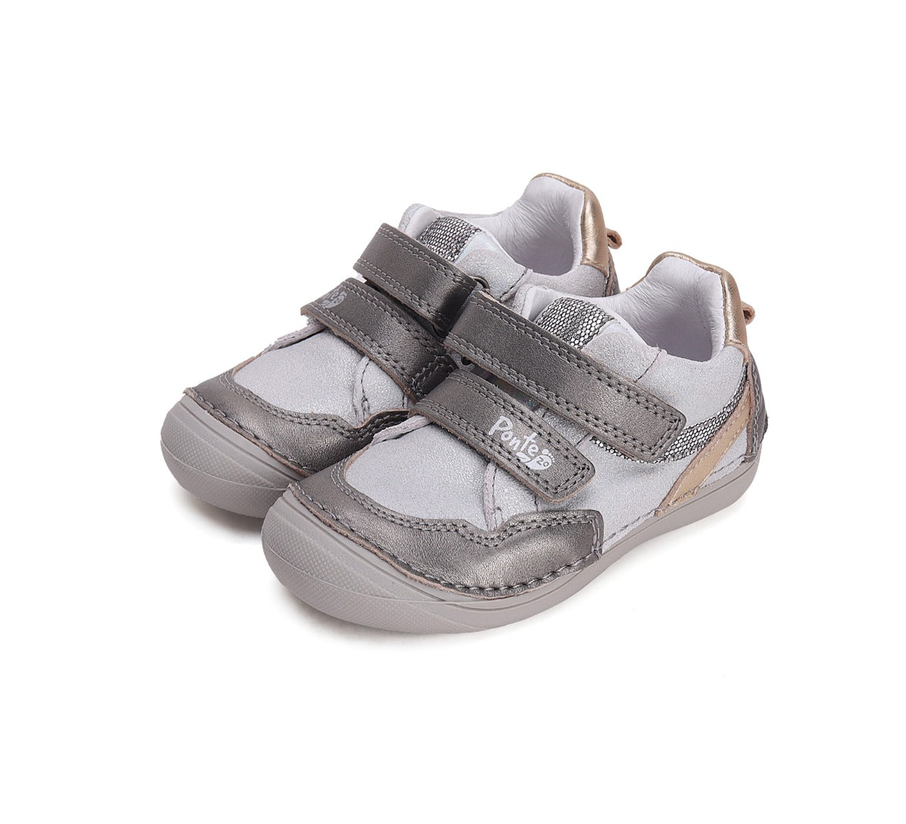 D.D.Step pantofi fete Ponte20 supinati 30-35 Silver cu dungi