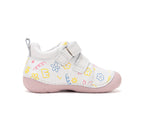 D.D.Step pantofi fete Primii pasi 19-24 White cu flori desenate