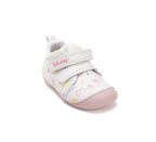 D.D.Step pantofi fete Primii pasi 19-24 White cu flori desenate