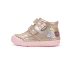 D.D.Step pantofi fete Primii pasi 20-25 Champagne cu floricele