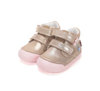 D.D.Step pantofi fete Primii pasi 20-25 Champagne cu floricele
