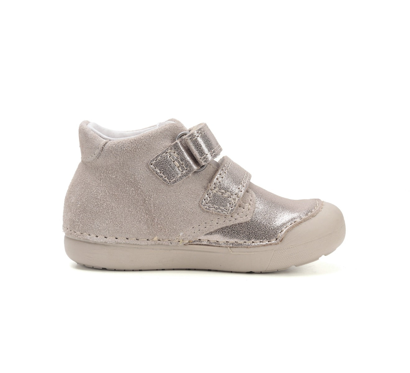 D.D.Step pantofi fete Primii pasi 20-25 Champagne cu floricele