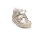 D.D.Step pantofi fete Primii pasi 20-25 Champagne cu floricele