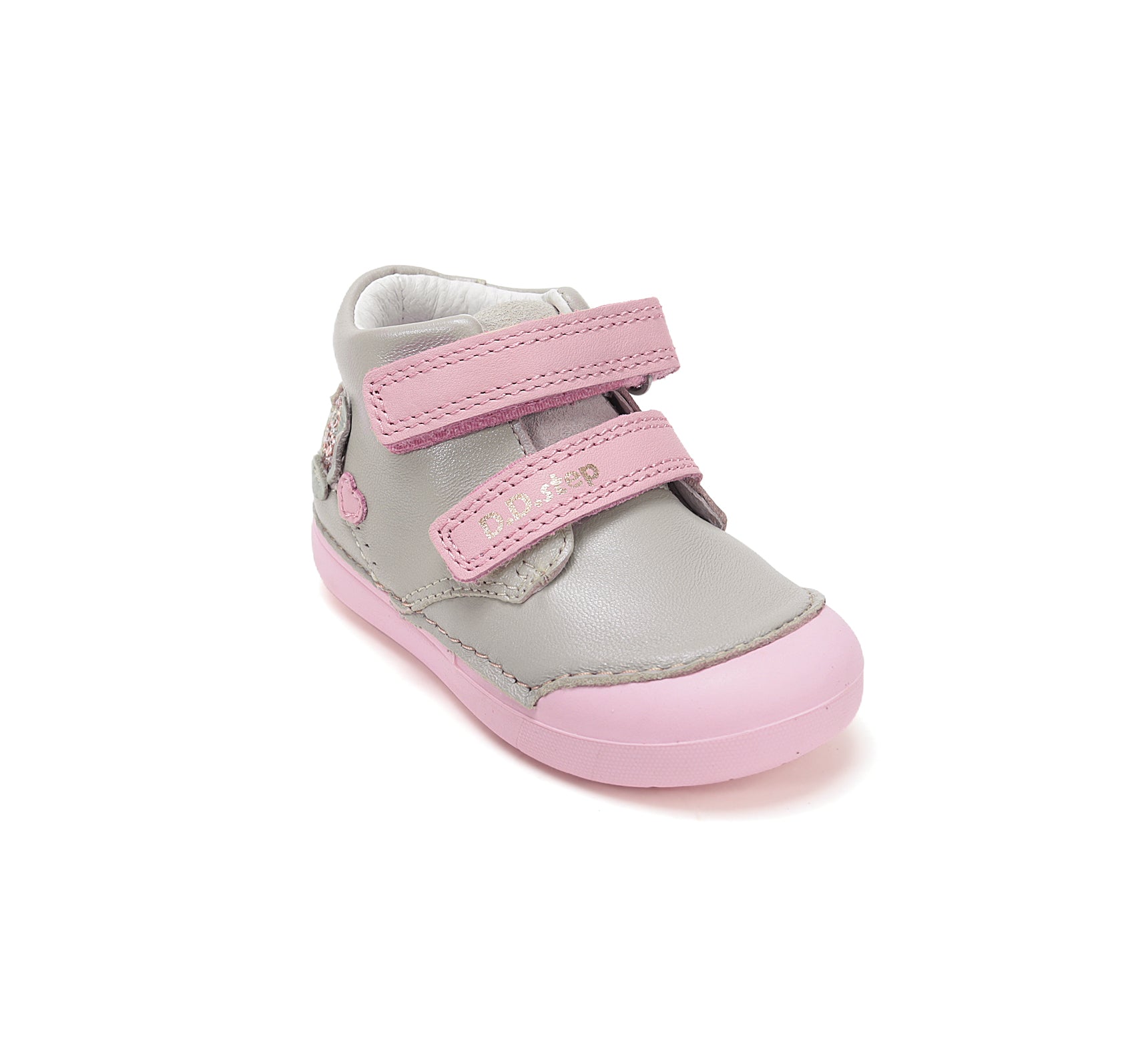 D.D.Step pantofi fete Primii pasi 20-25 Dove Grey cu inimioara