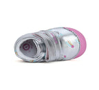 D.D.Step pantofi fete Primii pasi 20-25 Silver cu cometa