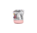 D.D.Step pantofi fete Primii pasi 20-25 Silver cu floricele