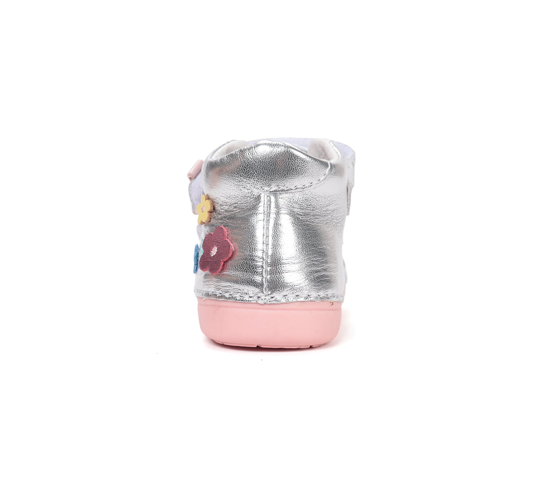 D.D.Step pantofi fete Primii pasi 20-25 Silver cu floricele
