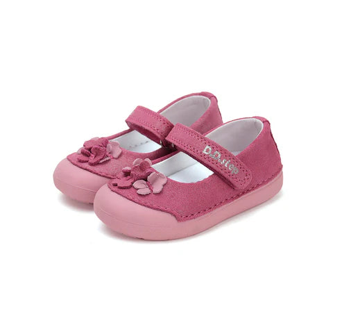 D.D.Step pantofi fete Primii pasi decupati 20-25 Dark Pink cu floricele