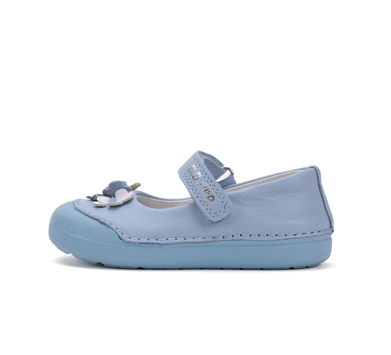 D.D.Step pantofi fete Primii pasi decupati 20-25 Sky Blue cu floricele