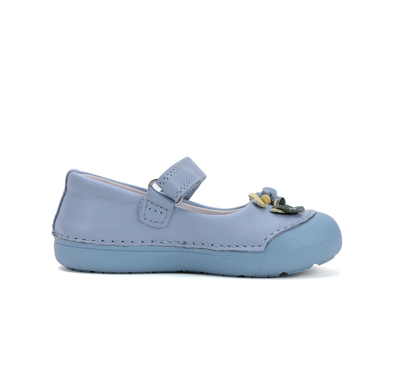 D.D.Step pantofi fete Primii pasi decupati 20-25 Sky Blue cu floricele