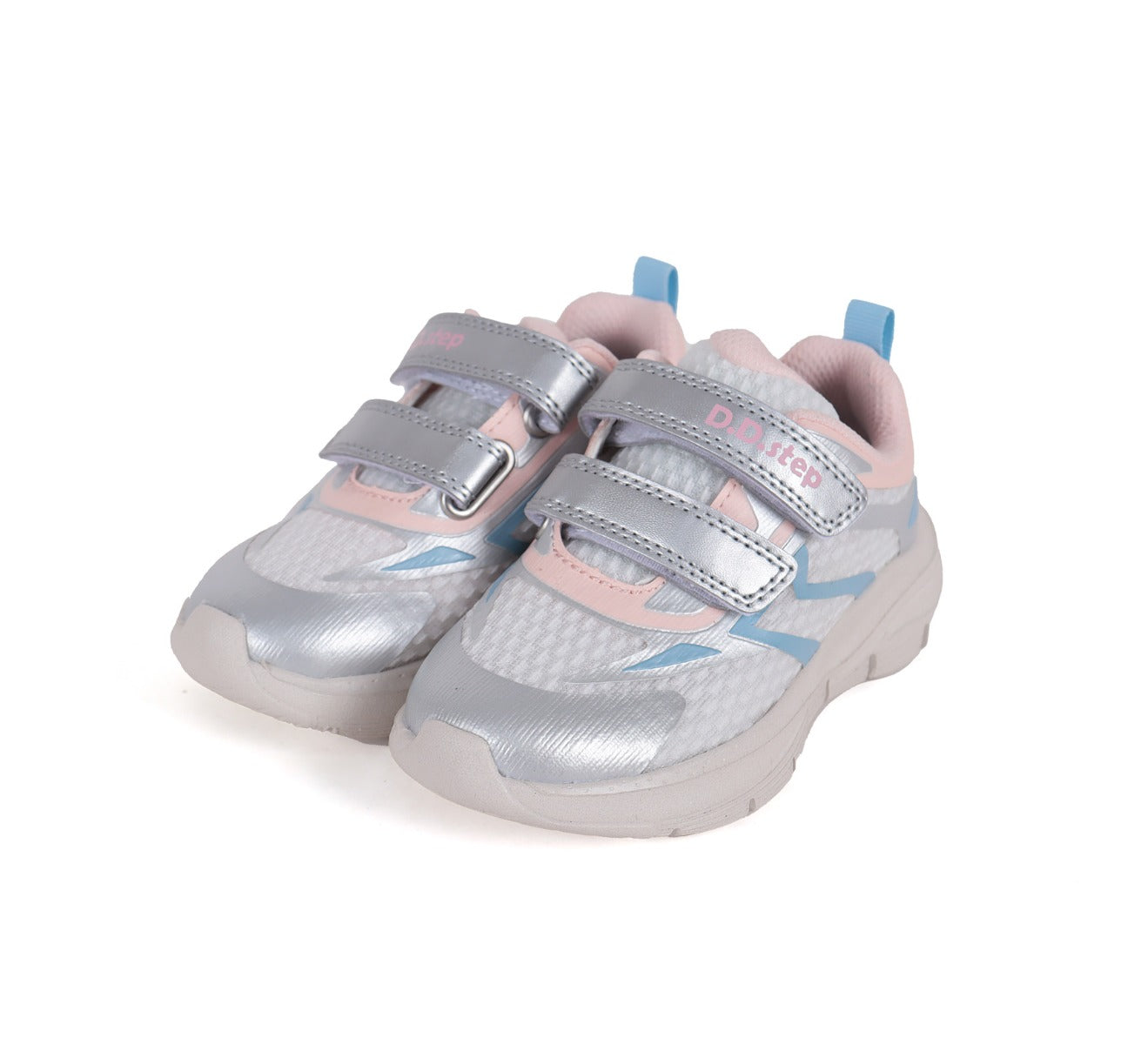 D.D.Step pantofi fete sport 30-35, White cu roz si albastru