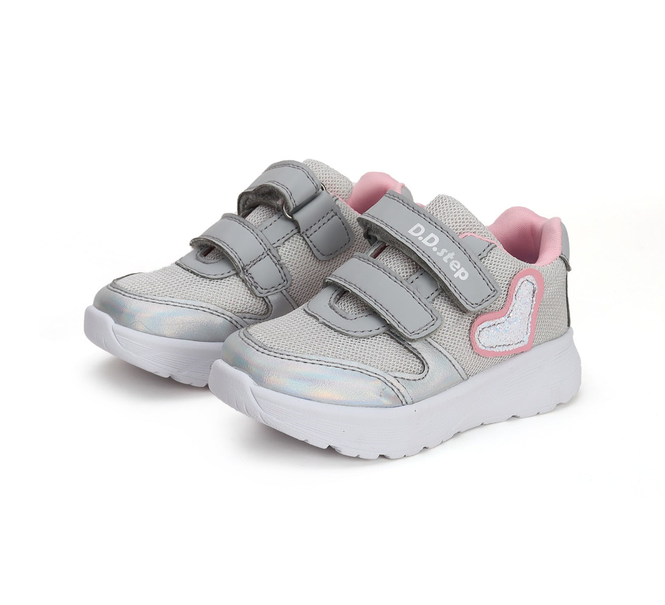 D.D.Step pantofi fete sport 26-31 Silver cu inimioare Imagine principală a produsului