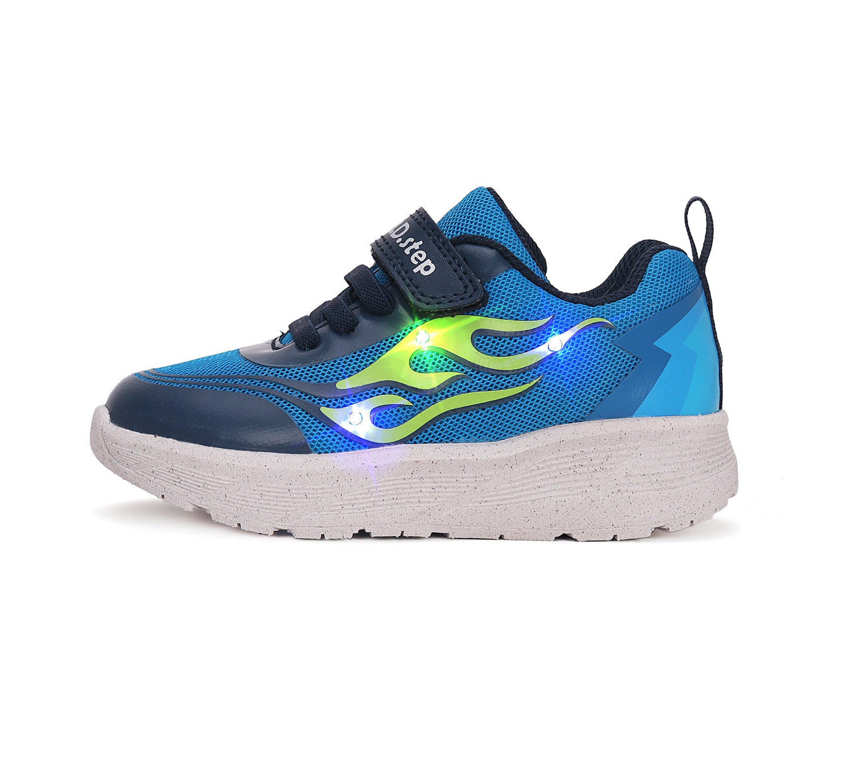 D.D.Step pantofi baieti sport cu LED 22-27 Bermuda Blue cu flacari Imagine principală a produsului