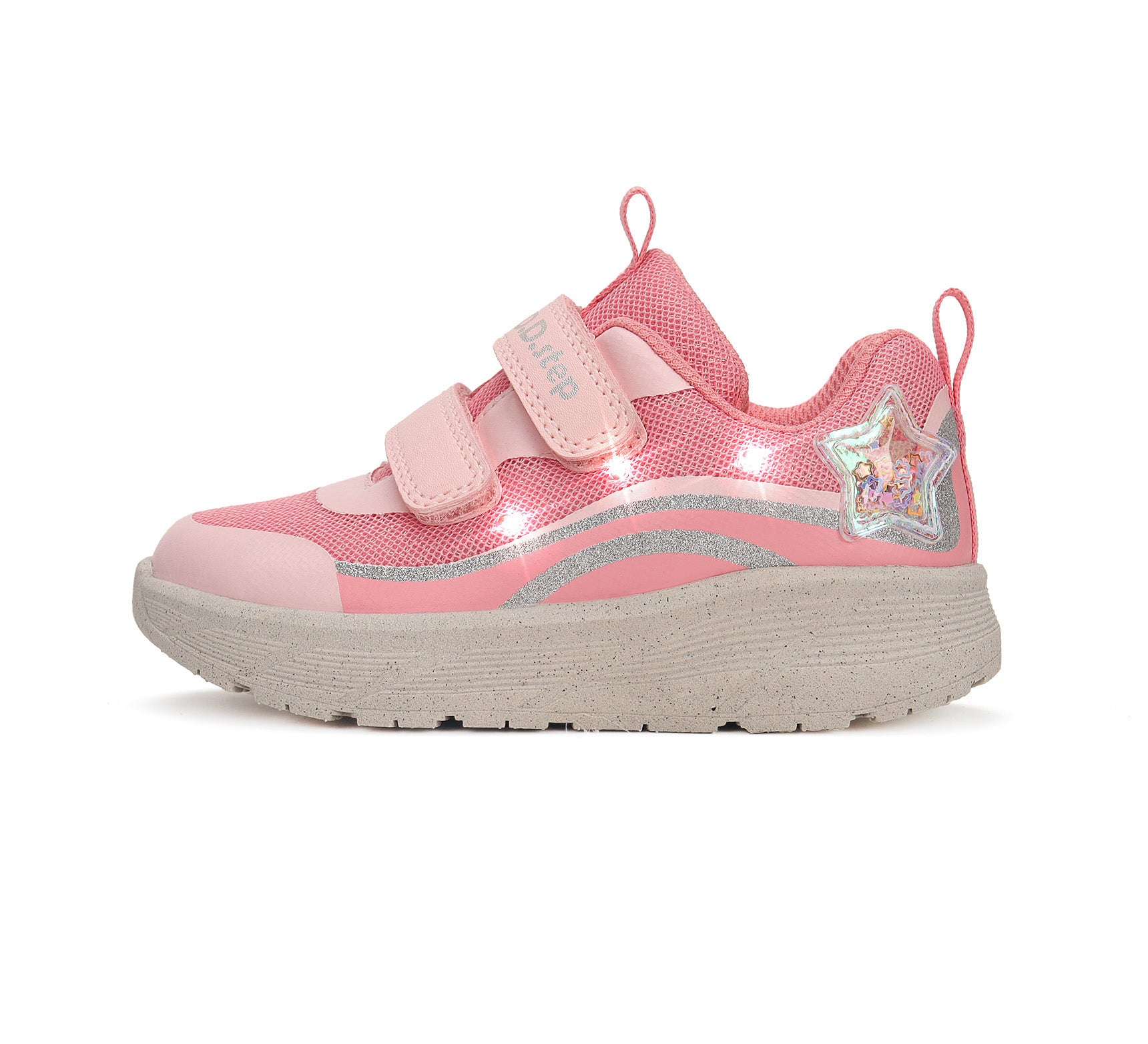 D.D.Step pantofi fete sport cu LED 22-27 Pink cu stea